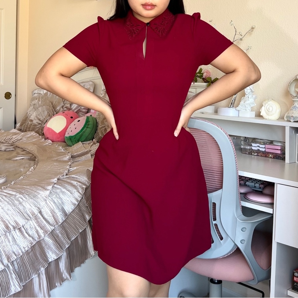 CeCe Red modest Midi Dress